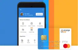um celular com o aplicativo recargapay e o cartão Recargapay