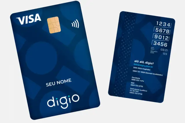 cartão de crédito digio visa internacional frente e verso