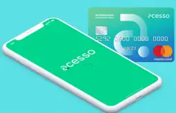 um celular com o aplicativo acesso e o cartão acessocard