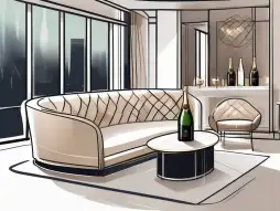 An upscale vip lounge with luxurious furniture