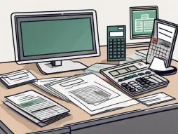 A desk with various financial documents