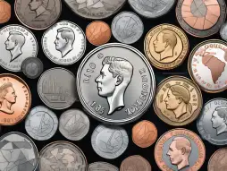 An assortment of various international coins