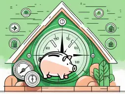 A credit score meter in the green zone with a compass pointing towards it