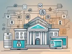 A computer and a smartphone displaying secure internet banking interfaces